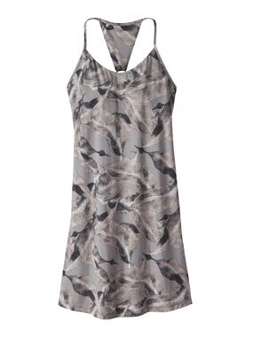 Patagonia Women’s MEDIUM Gray Botanical Leaf Edisto Dress ORGANIC COTTON